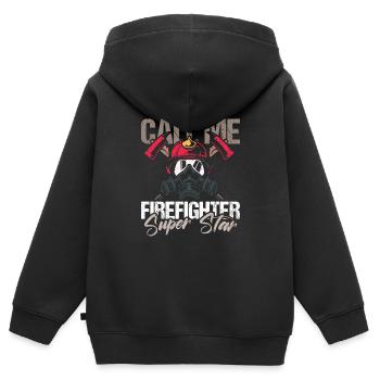 pompier pompier pompier pompier volontaire - Sweat Premium à capuche zippé enfant bio - noir - Dos - AI Model Kid Male (0cm)