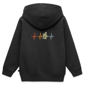 Herzschlag Pulsschlag feuerwehrmann feuerwehr - Kinder Premium Organic Zip Hoodie - Schwarz - Hinten - AI Model Kid Male (0cm)