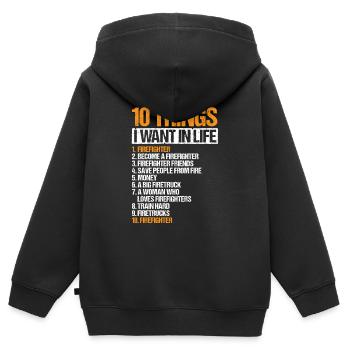 pompier pompier pompier pompier volontaire - Sweat Premium à capuche zippé enfant bio - noir - Dos - AI Model Kid Male (0cm)
