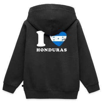 Ich liebe Honduras - Kinder Premium Organic Zip Hoodie - Schwarz - Hinten - AI Model Kid Male (0cm)