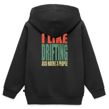 Dérive en disant drôle - Sweat Premium à capuche zippé enfant bio - noir - Dos - AI Model Kid Male (0cm)