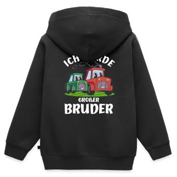 Ich Werde Großer Bruder Verkündung Geschenkidee - Kinder Premium Organic Zip Hoodie - Schwarz - Hinten - AI Model Kid Male (0cm)