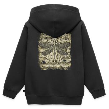 Vintage Dragonfly Occult Magical Classic Art Sketch - Kids Premium Organic Zip-up Hoodie - black - Back - AI Model Kid Male (0cm)