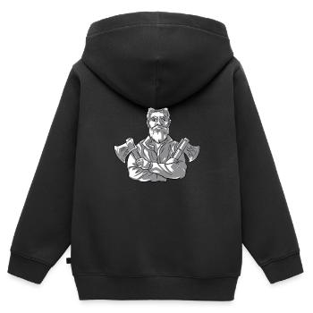 Concours de hache Lancer de hache lancer de hache hache lancer hache - Sweat Premium à capuche zippé enfant bio - noir - Dos - AI Model Kid Male (0cm)
