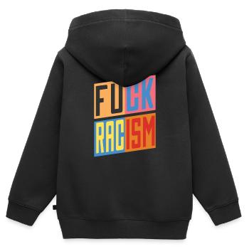 Lutte contre le racisme - Sweat Premium à capuche zippé enfant bio - noir - Dos - AI Model Kid Male (0cm)