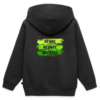 Réduire la réutilisation Recycler l’anniversaire du Jour de la Terre - Sweat Premium à capuche zippé enfant bio - noir - Dos - AI Model Kid Male (0cm)