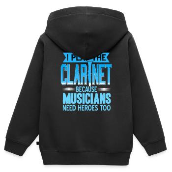Je joue de la clarinette - Sweat Premium à capuche zippé enfant bio - noir - Dos - AI Model Kid Male (0cm)