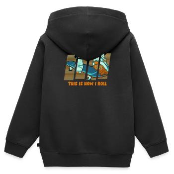 Skateboard Skateboard Skateur - Sweat Premium à capuche zippé enfant bio - noir - Dos - AI Model Kid Male (0cm)