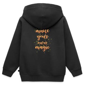 Magie Spruch - Kinder Premium Organic Zip Hoodie - Schwarz - Hinten - AI Model Kid Male (0cm)