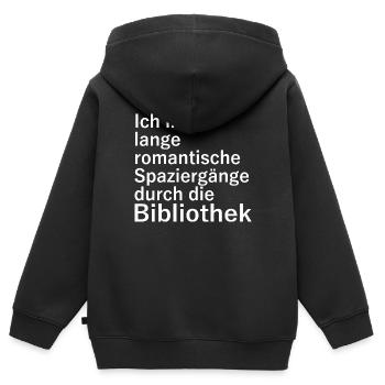 romantische Spaziergänge Bibliothek - Kinder Premium Organic Zip Hoodie - Schwarz - Hinten - AI Model Kid Male (0cm)