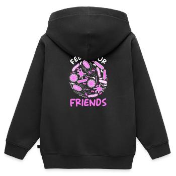Microbiome saying - Kids Premium Organic Zip-up Hoodie - black - Back - AI Model Kid Male (0cm)