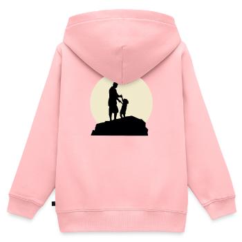 Cool Papa And Moon Design - Kinder Premium Organic Zip Hoodie - Rosa - Hinten - AI Model Kid Female (0cm)