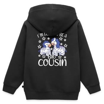 Beförderter Großer Cousin Werde Großer Cousin - Kinder Premium Organic Zip Hoodie - Schwarz - Hinten - AI Model Kid Male (0cm)