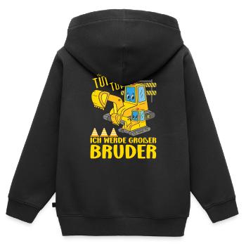 Großer Bruder Verkündung Ich werde Bagger Brüder - Kinder Premium Organic Zip Hoodie - Schwarz - Hinten - AI Model Kid Male (0cm)