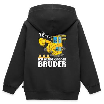 Ich Werde Großer Bruder Verkündung Bagger Brüder - Kinder Premium Organic Zip Hoodie - Schwarz - Hinten - AI Model Kid Male (0cm)