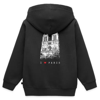 Notre Dame Paris Skyline Frankreich I Love Paris - Kinder Premium Organic Zip Hoodie - Schwarz - Hinten - AI Model Kid Male (0cm)