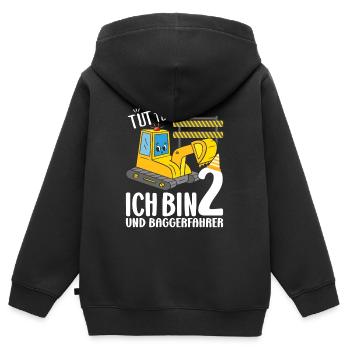 Geburtstag Bagger 2 Jahre Bagger Party Geschenk - Kinder Premium Organic Zip Hoodie - Schwarz - Hinten - AI Model Kid Male (0cm)
