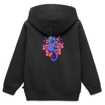 Rétro Gothique Vintage Goth Occulte - Sweat Premium à capuche zippé enfant bio - noir - Dos - AI Model Kid Male (0cm)
