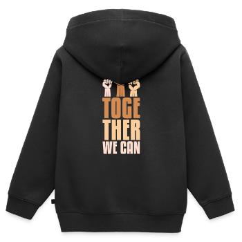 Anti Rassismus - Kinder Premium Organic Zip Hoodie - Schwarz - Hinten - AI Model Kid Male (0cm)