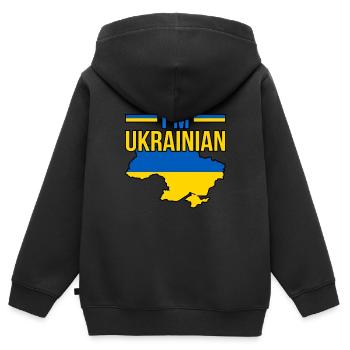 Ukraine - Kinder Premium Organic Zip Hoodie - Schwarz - Hinten - AI Model Kid Male (0cm)