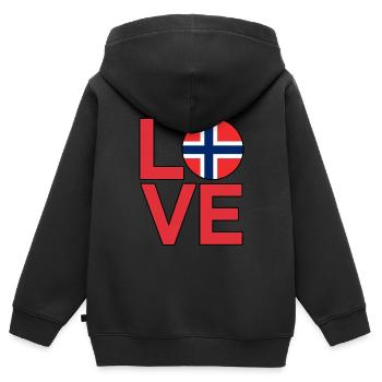 Norwegen - Kinder Premium Organic Zip Hoodie - Schwarz - Hinten - AI Model Kid Male (0cm)