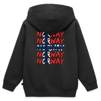 Norwegen - Kinder Premium Organic Zip Hoodie - Schwarz - Hinten - AI Model Kid Male (0cm)