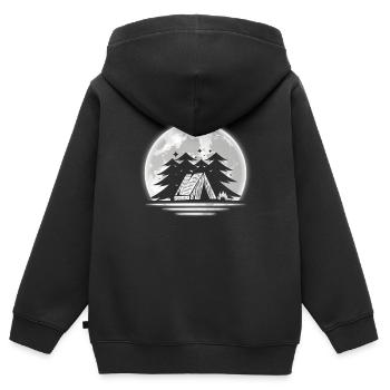 Camp Camping Camper Moon - Sweat Premium à capuche zippé enfant bio - noir - Dos - AI Model Kid Male (0cm)