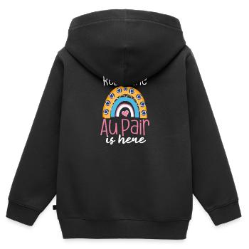 Au Pair Relax L’Au Pair est ici - Sweat Premium à capuche zippé enfant bio - noir - Dos - AI Model Kid Male (0cm)
