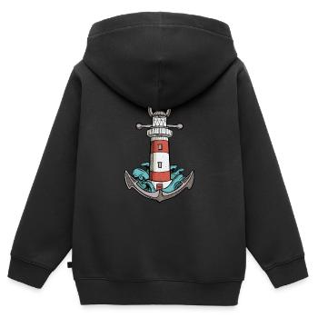 Phare - Sweat Premium à capuche zippé enfant bio - noir - Dos - AI Model Kid Male (0cm)