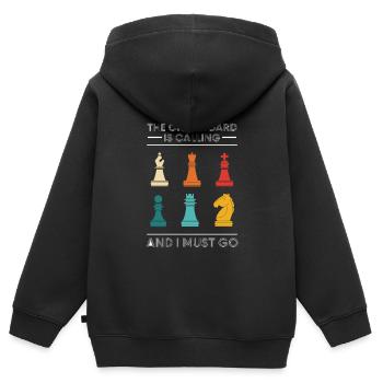 L’échiquier appelle et je dois y aller - Sweat Premium à capuche zippé enfant bio - noir - Dos - AI Model Kid Male (0cm)