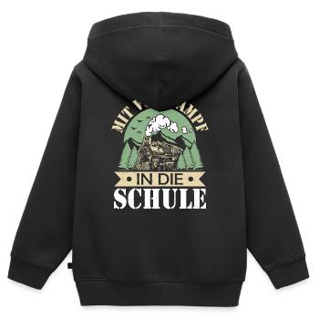Einschulung - Kinder Premium Organic Zip Hoodie - Schwarz - Hinten - AI Model Kid Male (0cm)