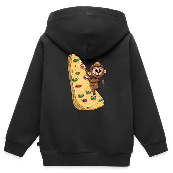 Escalade monkey Bouldering - Sweat Premium à capuche zippé enfant bio - noir - Dos - AI Model Kid Male (0cm)