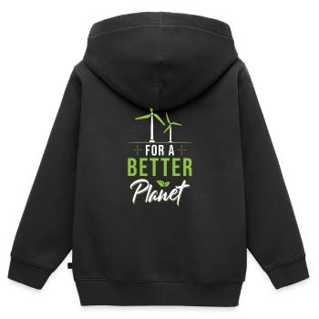 Windrad Spruch - Kinder Premium Organic Zip Hoodie - Schwarz - Hinten - AI Model Kid Male (0cm)