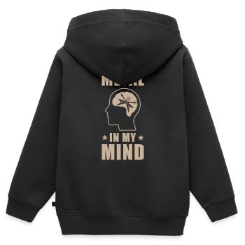 Metal Musik in my Mind - Kinder Premium Organic Zip Hoodie - Schwarz - Hinten - AI Model Kid Male (0cm)