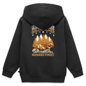 Goldsucher Goldwaschen Goldgraben Goldbarren - Kinder Premium Organic Zip Hoodie - Schwarz - Hinten - AI Model Kid Male (0cm)
