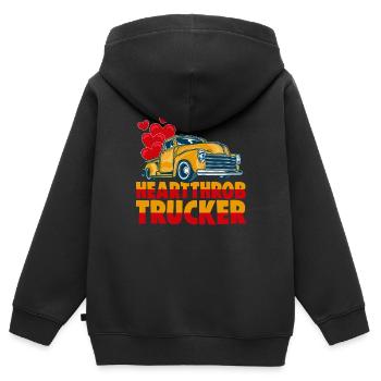 LKW Fahrer Lastwagenfahrer Fernfahrer Trucker - Kinder Premium Organic Zip Hoodie - Schwarz - Hinten - AI Model Kid Male (0cm)