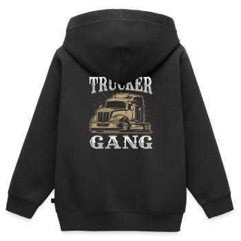 LKW Fahrer Lastwagenfahrer Fernfahrer Trucker - Kinder Premium Organic Zip Hoodie - Schwarz - Hinten - AI Model Kid Male (0cm)