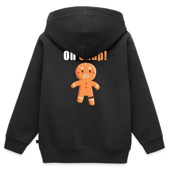 Oh Snap Gingerbread Jeu de mots - Sweat Premium à capuche zippé enfant bio - noir - Dos - AI Model Kid Male (0cm)