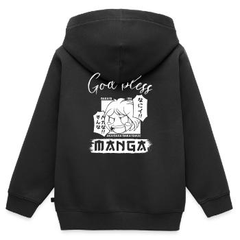 Manga Geschenk - Kinder Premium Organic Zip Hoodie - Schwarz - Hinten - AI Model Kid Male (0cm)