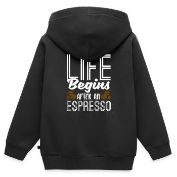 Café expresso - Sweat Premium à capuche zippé enfant bio - noir - Dos - AI Model Kid Male (0cm)