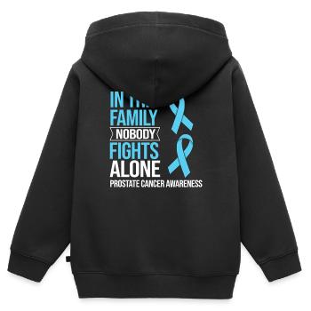 Cancer de la prostate Cancer de la prostate Chimio - Sweat Premium à capuche zippé enfant bio - noir - Dos - AI Model Kid Male (0cm)