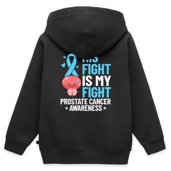 Cancer de la prostate Cancer de la prostate Chimio - Sweat Premium à capuche zippé enfant bio - noir - Dos - AI Model Kid Male (0cm)
