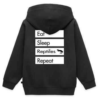 Eat Sleep Reptiles Repeat - Reptile Design - Kinder Premium Organic Zip Hoodie - Schwarz - Hinten - AI Model Kid Male (0cm)
