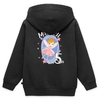 Geburtstagsshirt 5 Jahre Mädchen 5. Geburtstag Fee - Kinder Premium Organic Zip Hoodie - Schwarz - Hinten - AI Model Kid Male (0cm)