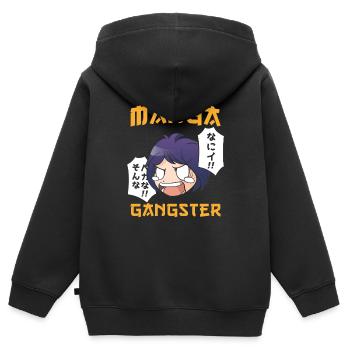 Manga Gangster - Sweat Premium à capuche zippé enfant bio - noir - Dos - AI Model Kid Male (0cm)