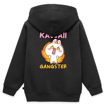 Kawaii Gangster - Kinder Premium Organic Zip Hoodie - Schwarz - Hinten - AI Model Kid Male (0cm)