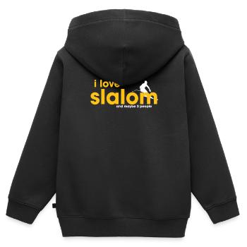 J’adore le slalom - Sweat Premium à capuche zippé enfant bio - noir - Dos - AI Model Kid Male (0cm)
