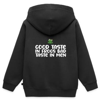 Geschmack Frosch Schlechter Geschmack Bei Männern - Kinder Premium Organic Zip Hoodie - Schwarz - Hinten - AI Model Kid Male (0cm)