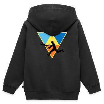 Éditeur en détresse - Sweat Premium à capuche zippé enfant bio - noir - Dos - AI Model Kid Male (0cm)