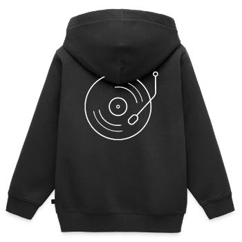 Turntable Vinyl - Kinder Premium Organic Zip Hoodie - Schwarz - Hinten - AI Model Kid Male (0cm)